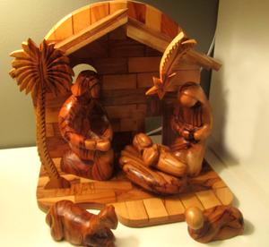 Olive wood creche