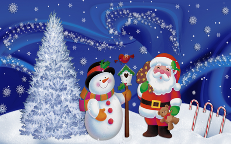 Merry Christmas, Snowman and Santa