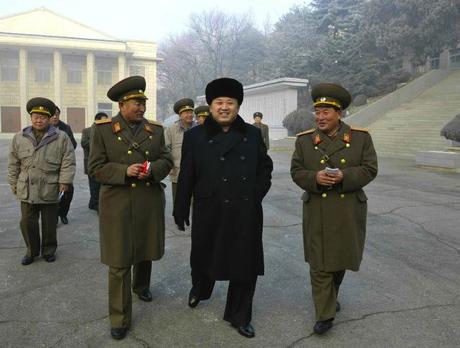 Kim Jong Un visits the command element of KPA Unit #526 in South P'yo'ngan Province to mark the 22nd anniversary of Kim Jong Il's assumption of the KPA Supreme Command (24 December) (Photo: Rodong Sinmun).