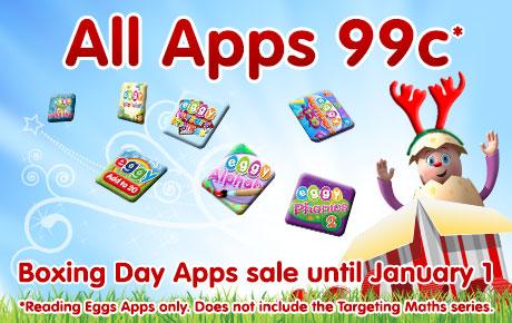 Boxing Day Sale - SAVE 66% on all ABC Reading Eggs Apps reduced to 99cents until 1 January!