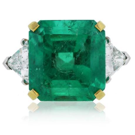 Huge emerald and diamond cocktail ring vintage style