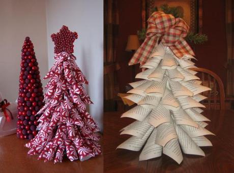 Paper Cone Christmas Tree Made with used wrapping paper 