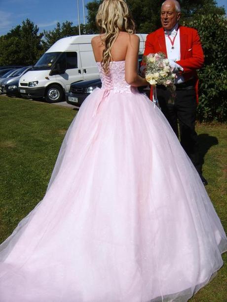 Pale pink wedding dress
