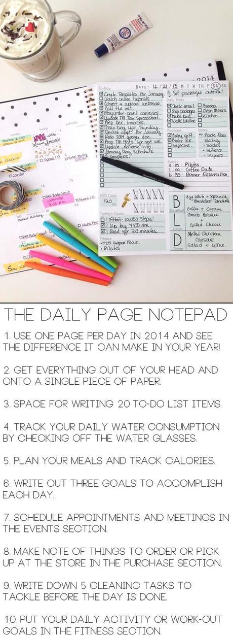 Organize your entire day on one sheet of paper with The Daily Page Notepad.  