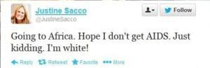 A screenshot of Justine Sacco's tweet.