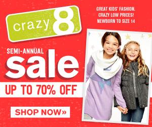 Crazy 8 Semi-Annual Sale! Save up to 70% off!