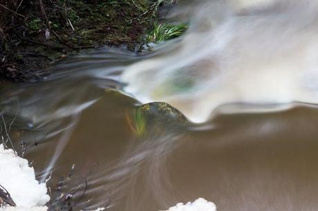 long exposure photo of water in creek 