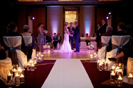 Purple lights during ceremony