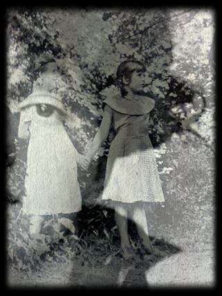 Photo overlays: Gibson Girl Model, Evelyn Nesbit and two little girls from Kentucky in the 1950's