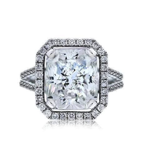 Propose with this radiant cut halo engagement ring in Miami
