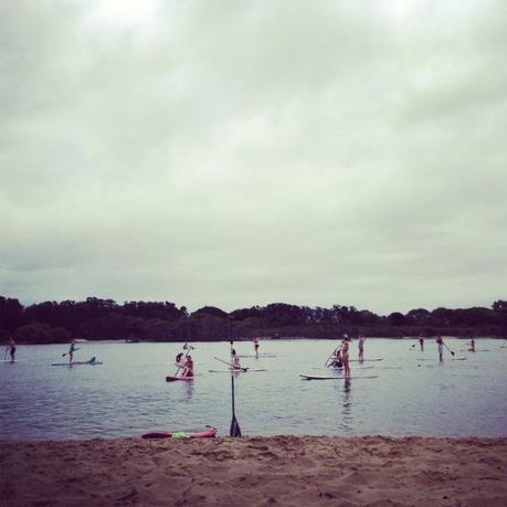 Paddle boarding at Currumbin. 