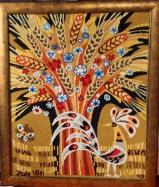 An empty corner waiting to be filled… Folk art needlepoint from Port de Vanves flea market