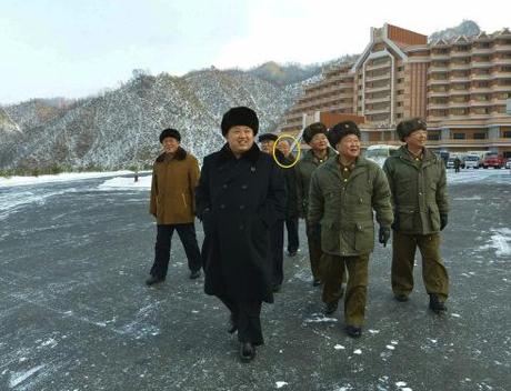 Pak Myong Chol (highlighted) attends Kim Jong Un's visit to Masik Pass Ski Resort in December 2013 (Photo: Rodong Sinmun).