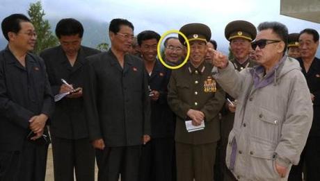 Pak Myong Chol (highlighted) attends a Kim Jong Il visit to a fruit farm in 2009 (Photo: KCNA).