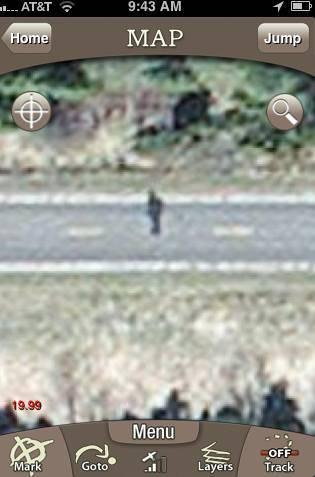 Apparent Bigfoot on Bing Maps. That actually does look like a Bigfoot to me. That is what they look like.