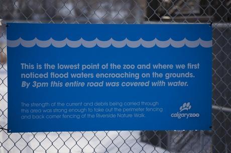 Calgary Zoo Flood Marker Sign