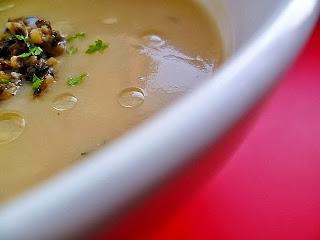 jerusalem artichoke soup with smoked oyster gremolata