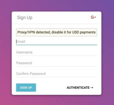 ChangeMyIP Signup Process