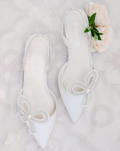 things brides regret not doing at their wedding bella belle pearl shoes ankle strap flat