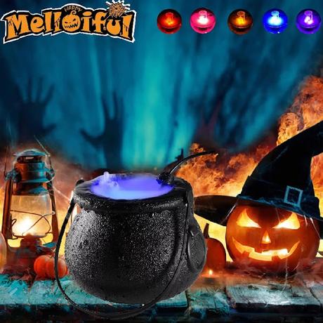 Create a spooky, magical atmosphere! Halloween Mist Maker Fogger with Witch Cauldron