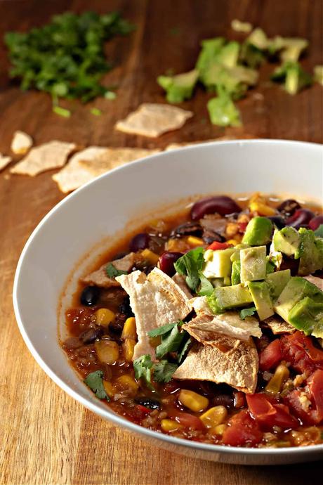 bowl of vegan taco soup