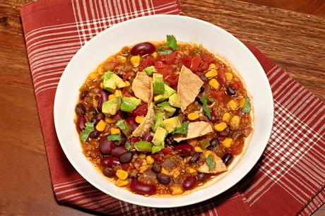 bowl of vegan taco soup