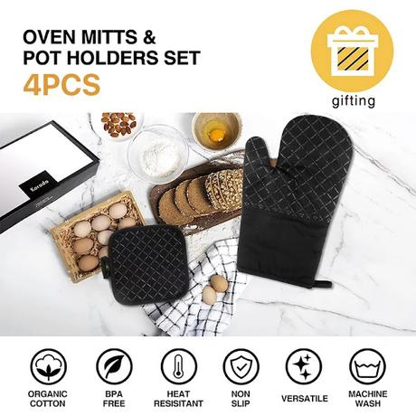Silicone Pot Holders and Oven Mitts Sets
