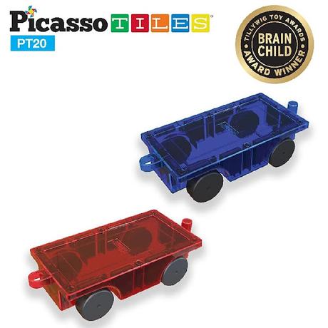 PicassoTiles 2 Piece Car Magnetic Truck Set