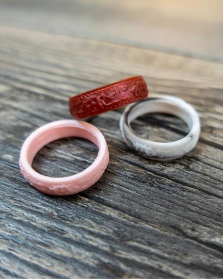 silicone wedding rings brown pink and white ring