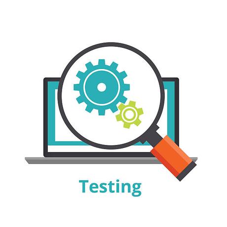 Testing laptop applications. flat illustration isolated on white background