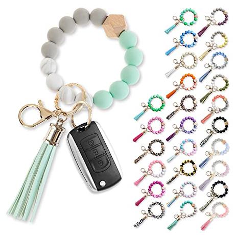 Silicone Beads Wristlet Keychain