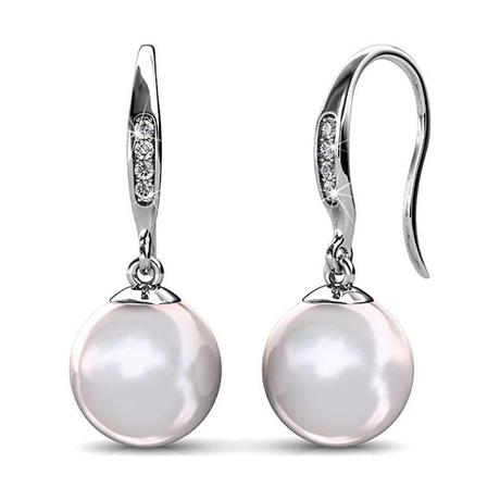 Cate and Chloe Betty 18k White Gold Pearl Crystal Drop Earrings