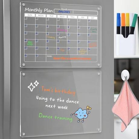 Clear Magnetic Acrylic Calendar for Fridge