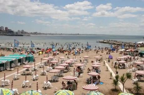crowd sitting on the beach