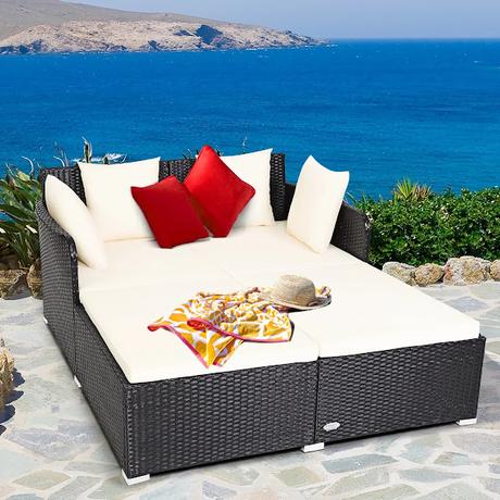 Costway Outdoor Patio Rattan Daybed