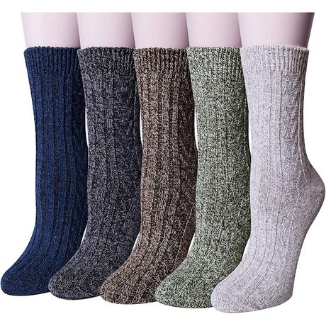 Thick Knit Thermal Crew Winter Warm Socks - 5 Pairs