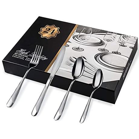 24-Piece Silverware Set Stainless Steel Flatware Set with Premium Gift Box