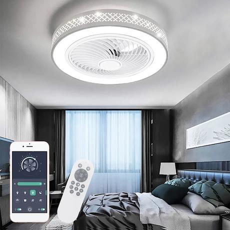 20 in Round Ceiling Fans with Dimmable LED Bright Light