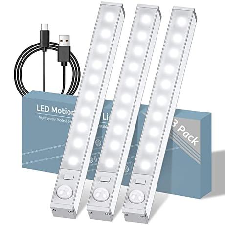 10 LED Under Cabinet Lights Wireless, Rechargeable, 3pk