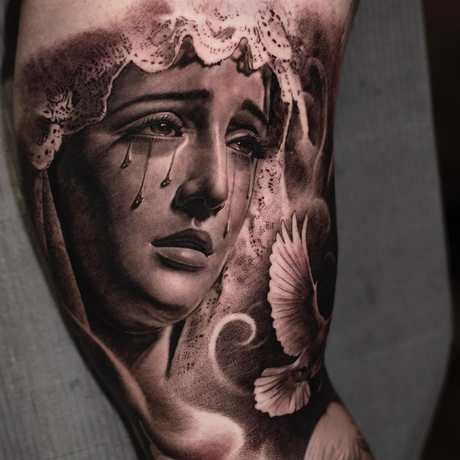 Tattoo of the Crying Virgin Mary