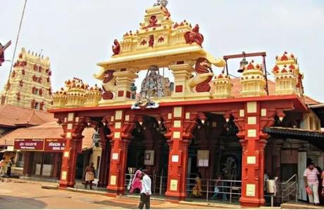 Hindu temple visited by worshippers