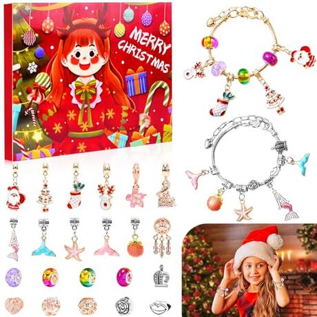 Christmas and New Year Countdown Calendar Jewelry Bracelet Set