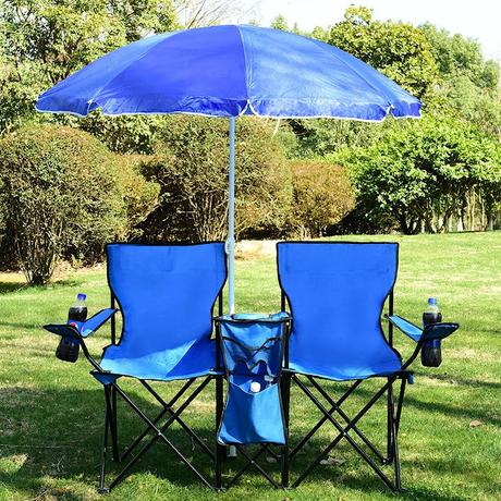 Double Folding Chair, with Umbrella Table and Cooler
