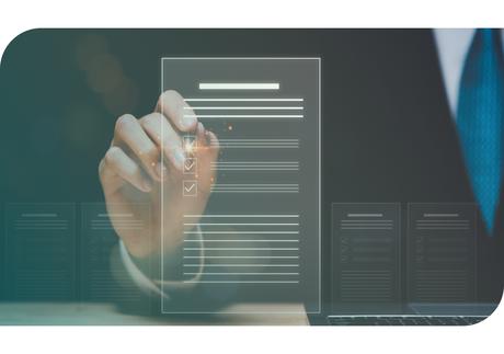 Cloud-Based Legal Document Management Software: The Future of Law Firm Efficiency Human with Floating Screen Checklist