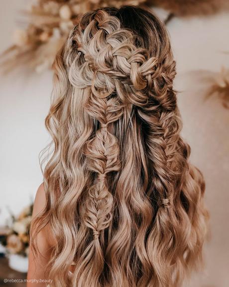 half up half down wedding hairstyles on long hair braided rebecca.murphy.beauty