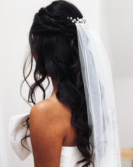 half up half down wedding hairstyles simple with veil katya.valentinahair