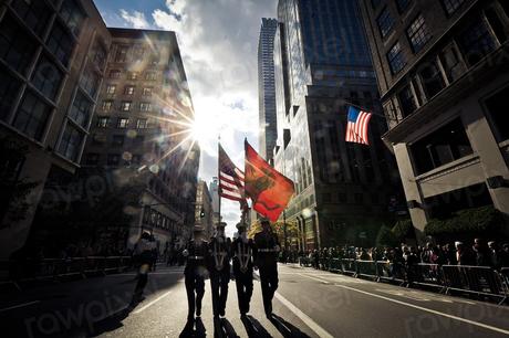 U.S. Service members honor parade.