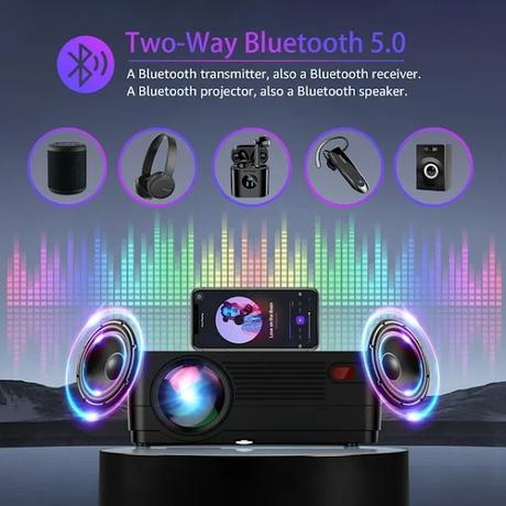 5G WiFi Bluetooth Native 1080P Projector (Projector Screen Included)
