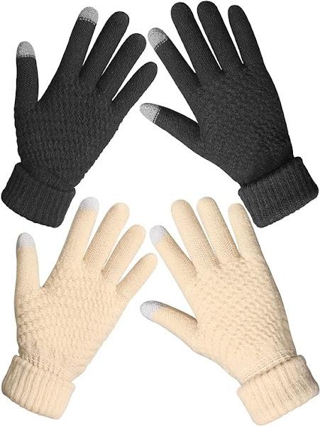 Winter Gloves Warm Touch Screen Knit Fleece Gloves - 4 pairs