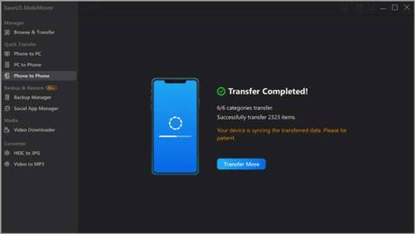 How to Transfer Everything from iPhone to iPhone Without iCloud Step 3. Wait for the tool to transfer selected files from one iPhone to another